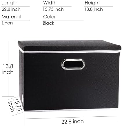 PRANDOM Extra Large Collapsible Storage Bins with Lids [3-Pack] Linen Fabric Foldable Storage Baskets Boxes Organizer Containers Cube with Cover for Bedroom Closet Office Nursery (22.8x15.7x13.8) - Image 5