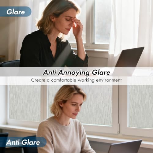 Window Privacy Film, Frosted Stripe Decorative Static Cling Glass Sticker No Glue Removable Window Tint with Installation Tools, Anti-UV Door Glass Covering for Home, 35.4" x 78.7" - Image 5