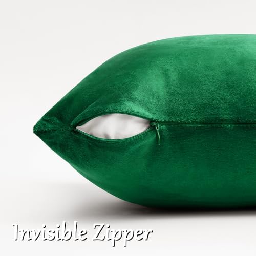 GIGIZAZA Green Velvet Pillow Covers 24x24 Decorative Pillows Pack of 2 - Image 4