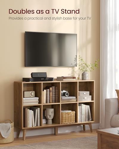 VASAGLE Mid-Century Modern 8-Cube Bookshelf, 47.1 x 9.4 x 30.3 Inch - Image 4