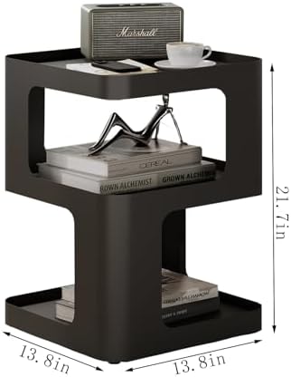 Modern Side Table for Sofa & Couch,Black Metal Bedside Table,3 Tier end Tables with Storage for Living Room & Bedroom,Compact Nightstand for Small Spaces,No Assembly Required - Image 3
