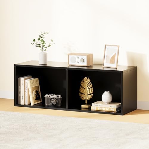 IOTXY DIY Modular Cubby Bookcase - Stackable 2-Cube Open Bookshelf, Black - Image 2