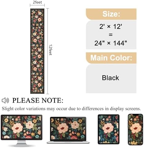 DUKINO 2x12 Washable Runner Rug, Non Slip Long Kitchen Runner Rug, Black - Image 2