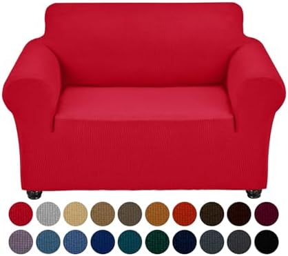 Joccun Stretch Chair Couch Cover,1-Piece Sofa Slipcover Spandex Jacquard Fabric Sofa Covers with Elastic Bottom,Washable Furniture Protector for Dogs,Cats,Kids(Armchair,Ruby) by Joccun