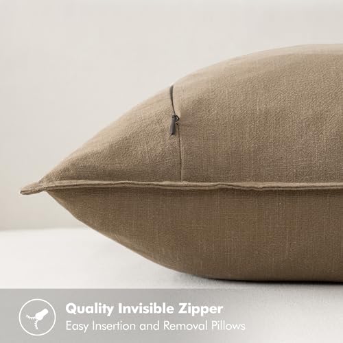 MIULEE Decorative Linen Pillow Covers 20x20 Inch Khaki - Image 3