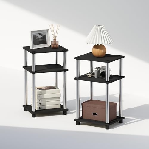 Furinno JUST Set of 2 Toolless 3-Tier Night Stand, Americano by Furinno-FitsYourSpaceFitsYourBudget