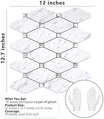 STICKGOO 10 Sheets Peel and Stick Backsplash, Carrara White - Image 6