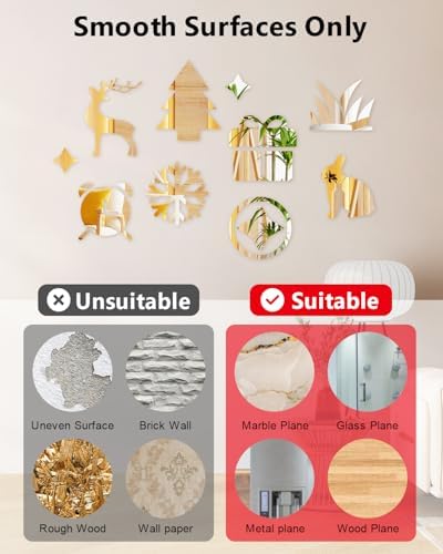 12 Pack Flexible Mirror Sheets 12x12 Inch Self Adhesive Non-Glass Mirror Tiles, Cuttable Shatterproof Acrylic Stickers, Safe Reflective Film for DIY Home Wall Decor Kitchen Bedroom - Image 5