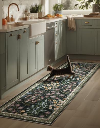 Washable Kitchen Rug Runners for Hallways: 2'x6' Runner Rugs with Non Slip Backing Low Pile Soft Indoor Floor Carpet Runner for Entryway Hallway Laundry Room Bedroom Living Room by palohom