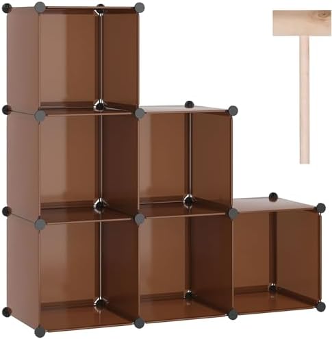 C&AHOME 6-Cube Storage Organizer Cube Shelf Closet Storage Bookcase, Brown by CAHOME