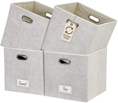 DECOMOMO Felt Storage Bins, 13 inch Cube Storage Bin with Labels by DECOMOMO
