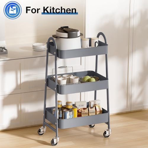 DUMOS 3 Tiers Rolling Cart, Utility Cart, Storage Organizer - Image 6