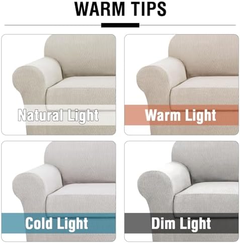 H.VERSAILTEX 4 Piece Stretch Sofa Covers for 3 Cushion Couch Covers for Living Room Furniture Slipcovers (Base Cover Plus 3 Seat Cushion Covers) Thicker Jacquard Fabric (XL Sofa, Island Fossi) - Image 3