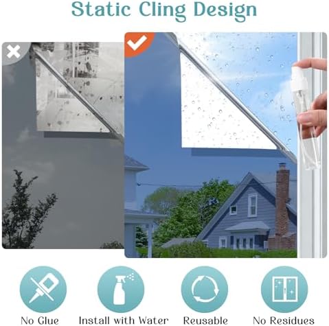 Haton Window Tint for Home, One Way Film, Blue Silver 17.5" x 78.7" - Image 6
