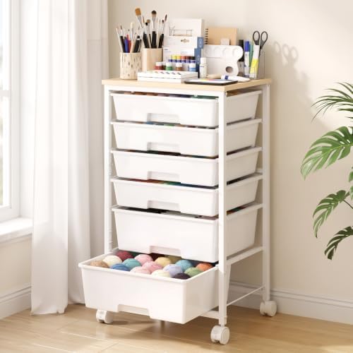 Delamu Rolling Storage Cart with 6 Drawers, Utility Craft Storage Cart by DELAMU