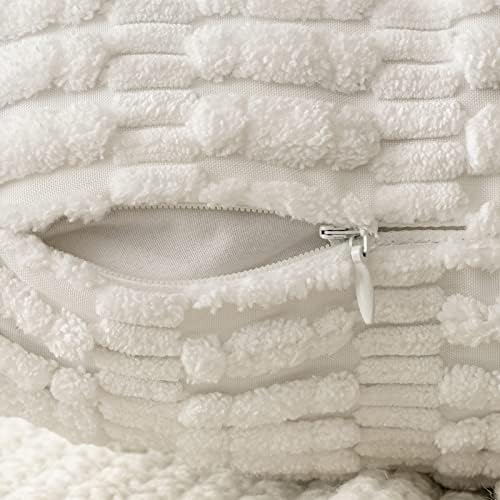 MIULEE Corduroy Decorative Throw Pillow Covers 18x18 Pure White Pack of 2 - Image 3