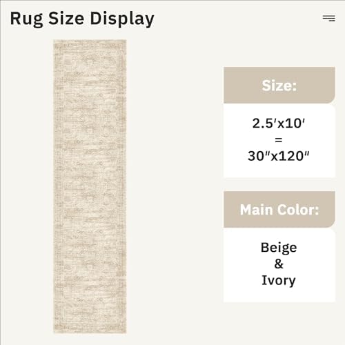 Soalmost Hallway Runner Rug 2'6"x10' Non-Slip Runners for Kitchen Beige - Image 4