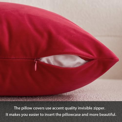 MIULEE Velvet Throw Pillow Covers 20x20 Inch Pack of 2 Red - Image 5