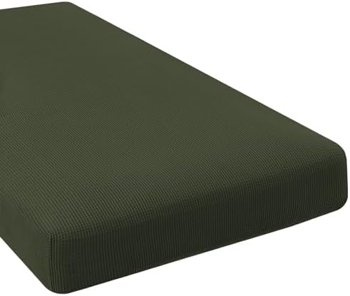 H.VERSAILTEX Super Stretch Individual Chaise Cover Sectional Couch Covers for L Shaped Sofa Both Left/Right Featuring Thick Jacquard Textured Twill Fabric (1 Piece Chaise Cover, Olive) by HVERSAILTEX