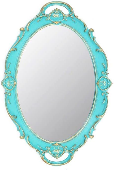 Eaoundm 14.5 x 10 inchs Oval Wall Mirror Vintage Hanging Mirror (Blue) by Eaoundm