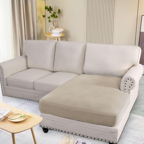 H.VERSAILTEX Super Stretch Individual Chaise Cover Sectional Couch Covers for L Shaped Sofa Both Left/Right Featuring Thick Jacquard Textured Twill Fabric (1 Piece Chaise Cover Large, Island Fossi) - Image 3