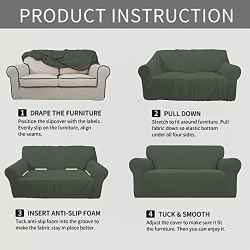 Easy-Going Stretch Oversized Loveseat Couch Covers Washable Olive Green - Image 6