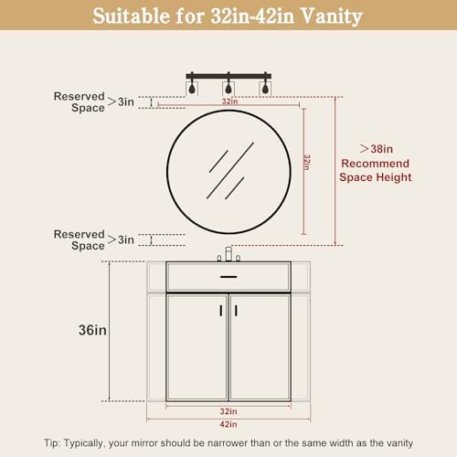 WallBeyond Round Wood Mirror 32 inch Circle Wall Mirror for Bathroom Round Wall Mirror for Wall Decor, Vanity, Entryway Living Room (White) - Image 5