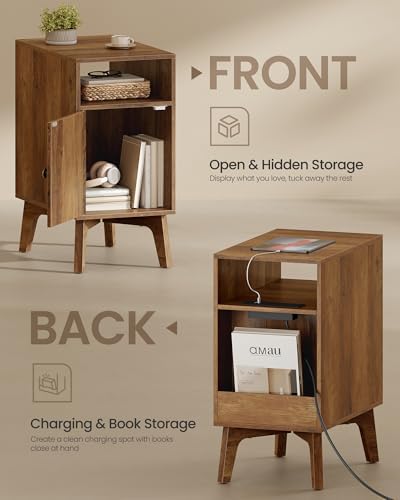 VASAGLE End Table with Charging Station, Narrow Side Table, Nightstand - Image 4