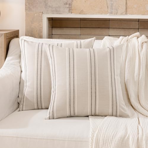 Hckot Striped Throw Pillow Covers 18x18 Set of 2 Charcoal Pillow Covers - Image 2