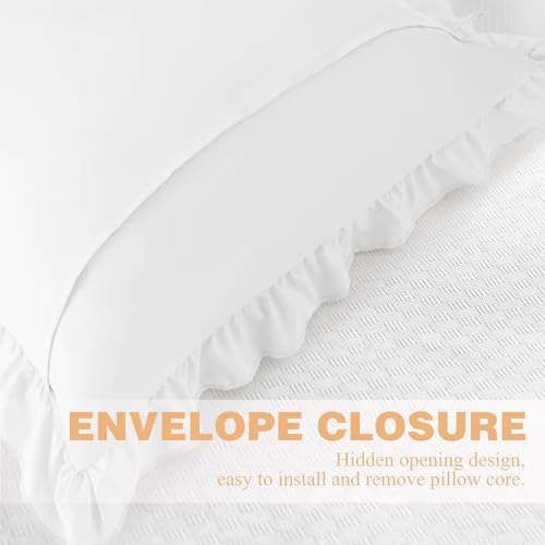 KKJIAF 2 Pack Ruffle Pillow Cases 18x18 Inches, White - Image 6