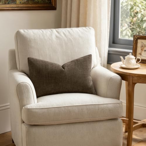 MIULEE Chocolate Brown Chenille Couch Lumbar Throw Pillow Covers, 12x20 - Image 4