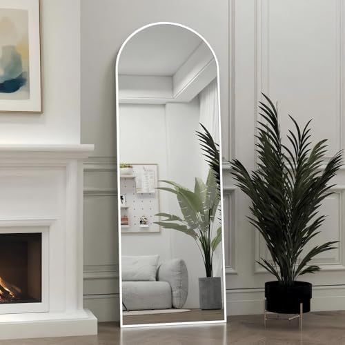 50"x 16" Door Mirror, Arched Full Length Hanging Mirror, White - Image 7