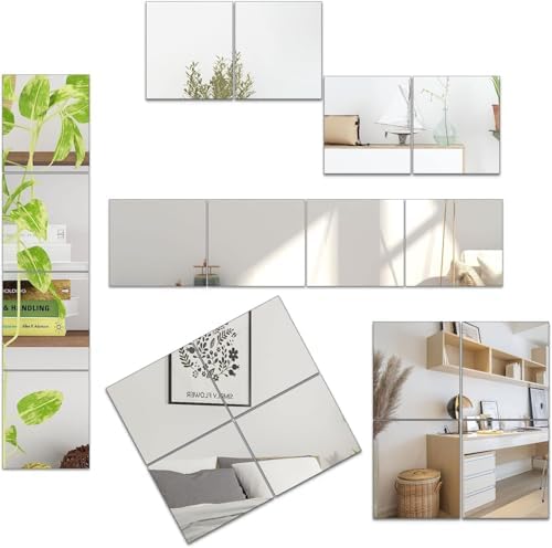 16 x 12'' x 2Pcs Glass Wall Mirror Tile with Self Adhesive Tapes - Image 6
