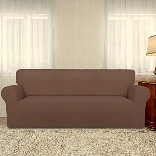 PureFit Stretch Oversized Couch Covers Fleece Sofa Slipcovers Brown - Image 2