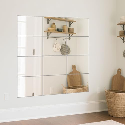 Wall Mirror Tiles Full Length, 16 x 12 Inch x 12Pcs Frameless Home Gym Mirror for Wall Mounted Decorative Full Body - Image 6