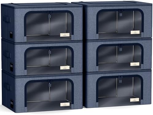Sorbus Clothes Storage Bins, Clear Window & Handles (6 Pack, Blue) - Image 7