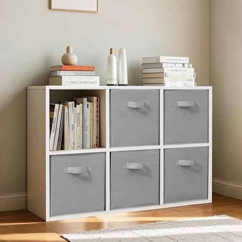 11 Inch Fabric Storage Cubes, Sturdy Foldable Storage Bins, Heavy Duty Cube Organizer for Clothes, Blankets, Shelves, Closets, Bedroom, Living Room, Gray, 10 Pack - Image 5