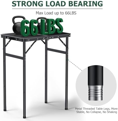 JiGiU Folding Grill Table Aluminum Camping Table Adjustable Height Max29.4 - Image 6