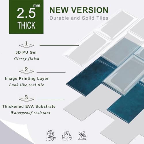 STICKGOO 10-Sheet Subway Tile Peel and Stick Backsplash, Self Adhesive Vinyl Wall Tiles, Stick on Backsplash for Kitchen and Bathroom(Thicker Design) - Image 7