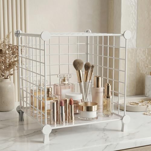 Cube Storage Organizer Metal Wire Shelf for Closet Office White - Image 6