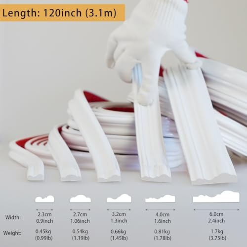 Hungbak 120"L x 1.6"W Peel and Stick Chair Rail Panel Molding, Pre-Primed Trim for Home Decoration & Wall Protection - Image 3
