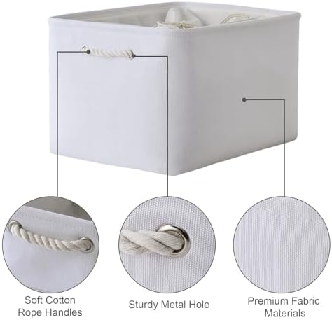 TheWarmHome Organization and Storage Basket for Shelves - Extra Jumbo 3 Pack 20.5x15.8x13.8 inch Cube Storage Bins for Toy Closet Box Home Organizer Gift (White) - Image 6