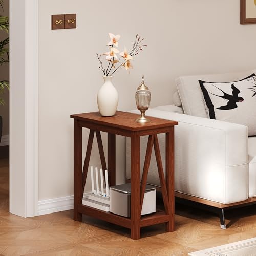 ChooChoo Farmhouse End Table, Narrow Side Table with Shelf - Image 7