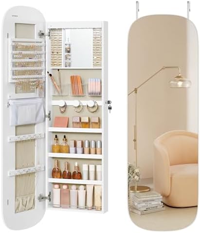 SONGMICS Jewelry Organizer, LED Jewelry Cabinet, Wall/Door Mounted by Unknown