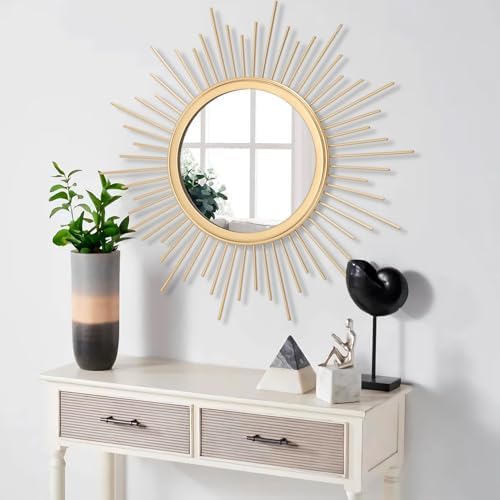 Gold Mirrors for Wall Metal Sunburst Wall Mirrors Home Décor Decorative Hanging Wall Art for Living Room Bedroom Entryway Large 24" x 24" - Image 5