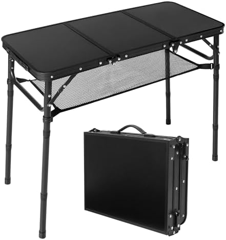3ft Folding Camping Table with 3 Adjustable Height Max 27.3 Inch by CJPWMT