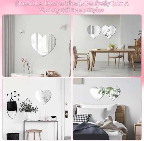 9.44 x 8.46″x 1Pcs Heart Shaped Acrylic Wall Mirror Tile for Wall - Image 6