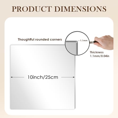 16PCS Square Acrylic Mirror Tiles, Wall Mirror Full Length, Mirror Sheets for Walls Decor, Square Mirror Centerpieces for Tables, Wall Mirror Full Length, for Bathroom Bedroom Home Gym Door (10inch) - Image 2