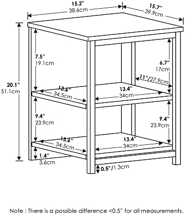 Furinno Camnus Modern Living End Sofa Side Table/Nightstand with Metal Frame Support, Americano/Black - Image 2