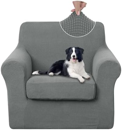 U-NICE HOME 2 Pieces Chair Covers Stretch Chair Slipcover, Grey by U-NICEHOME